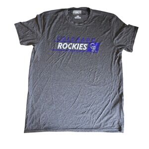 Majestic Colorado Rockies MLB Baseball T-Shirt Gray‎ Large Mens NWOT